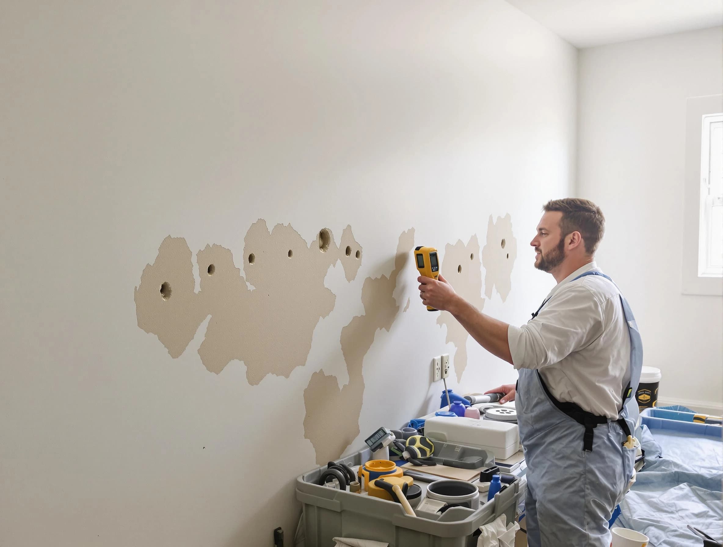 Avon House Painters repairing damaged drywall in Avon