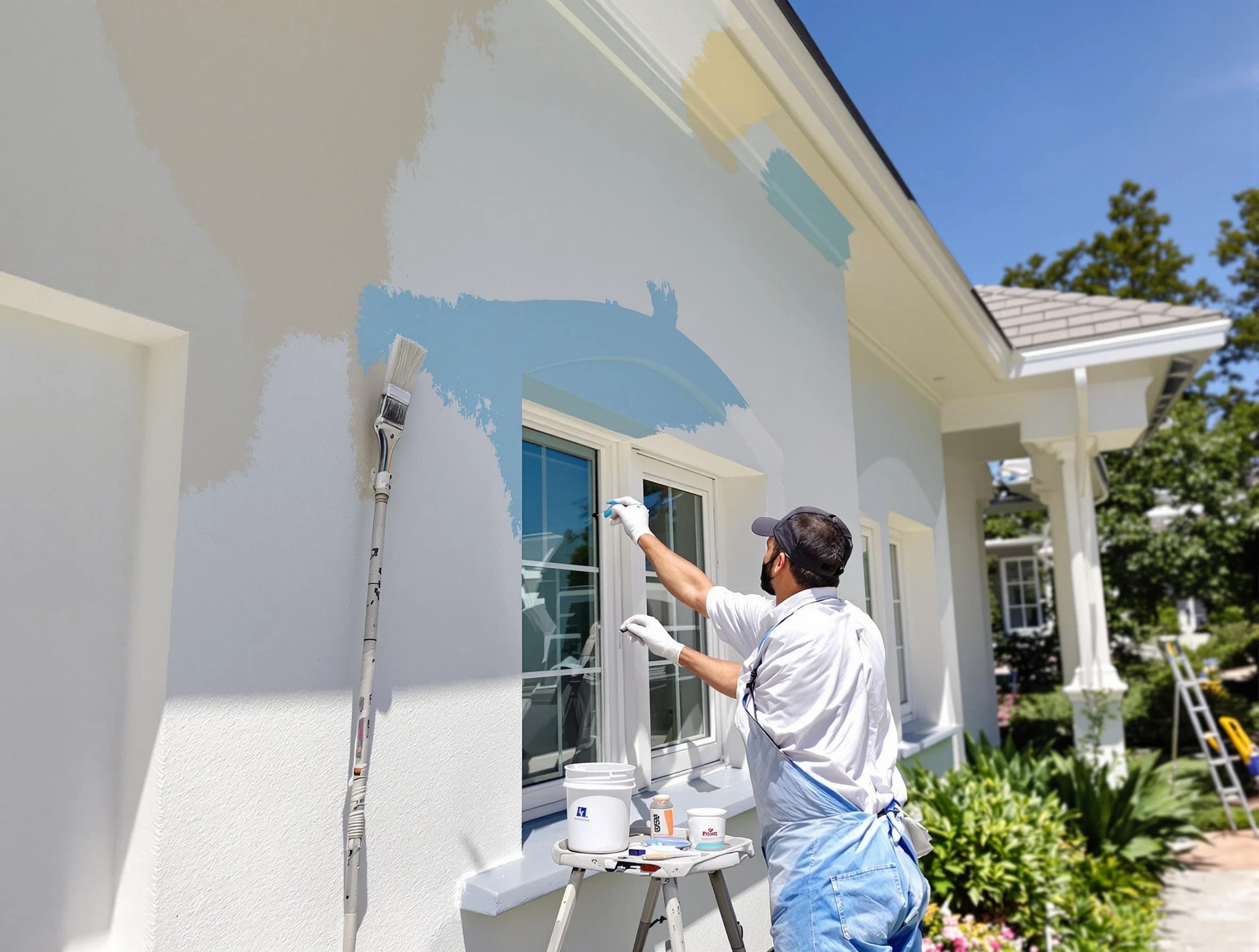 Avon House Painters professional painting the exterior of a house in Avon, OH