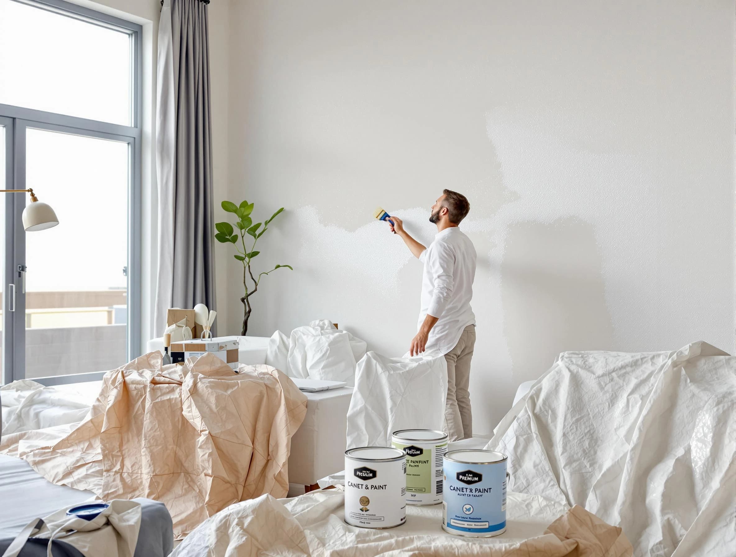 Avon House Painters team carefully painting an interior wall in Avon, OH