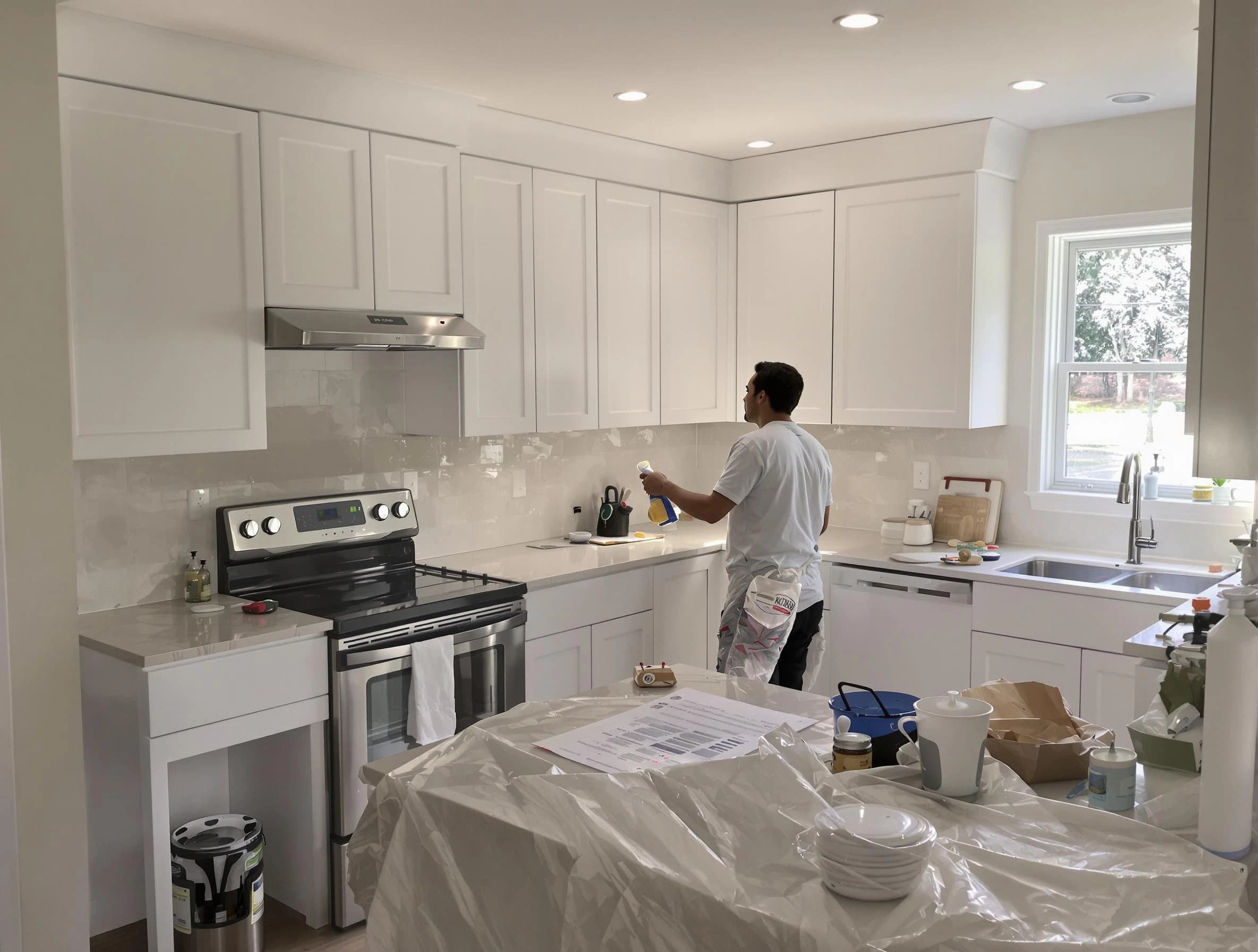 Avon House Painters performing detailed kitchen painting in Avon