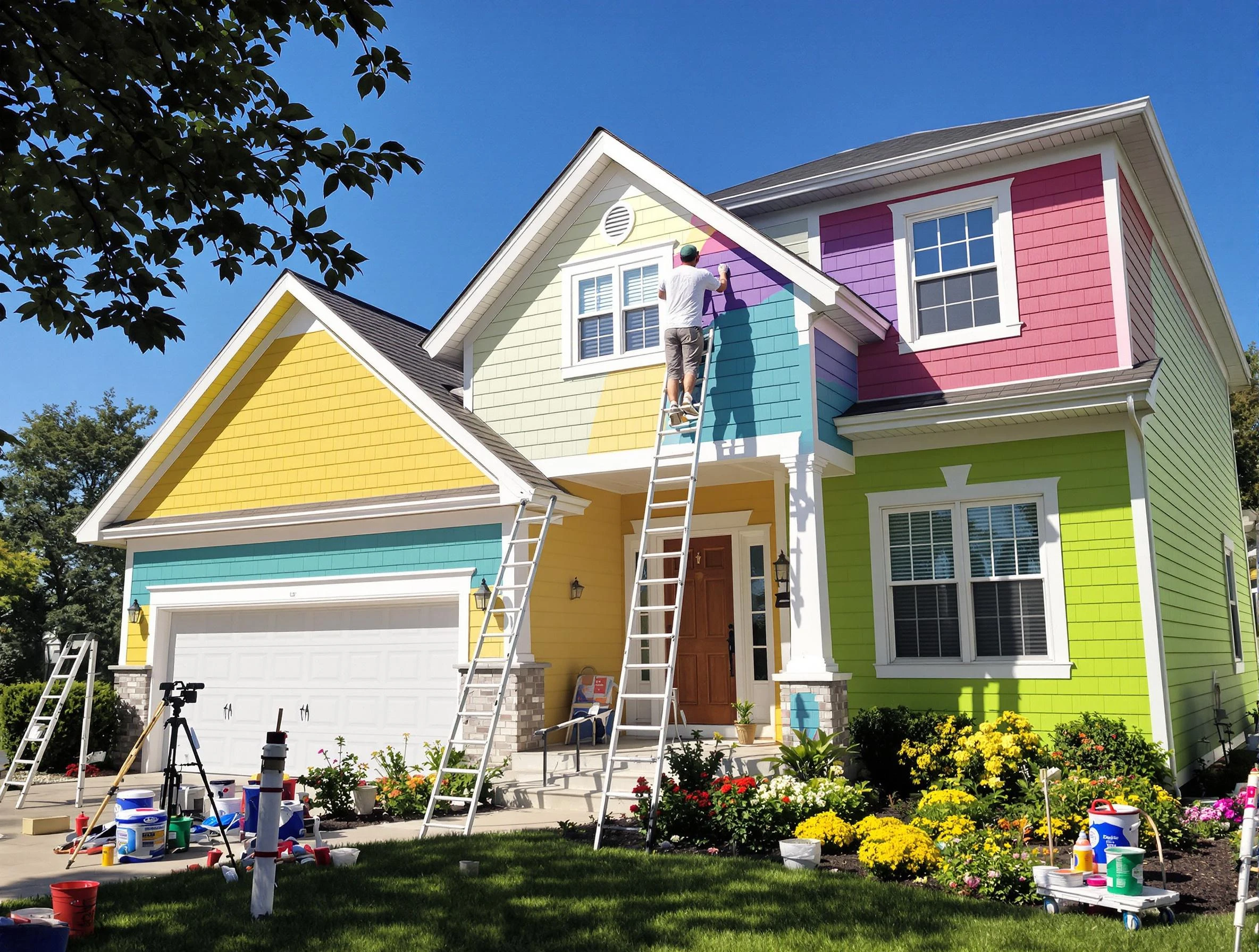 Avon House Painters professionals painting a home exterior in Avon, OH